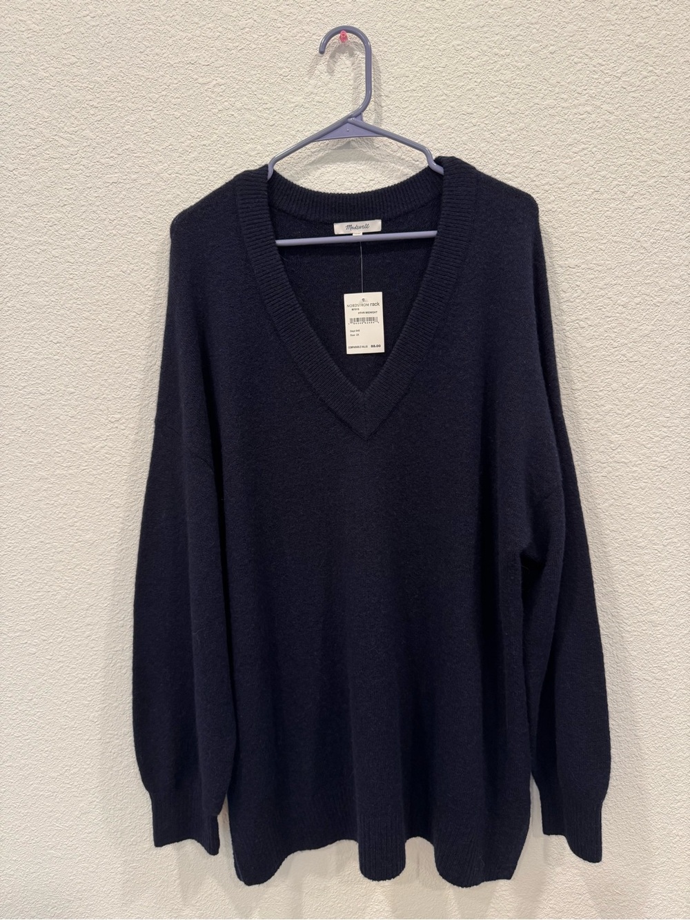 Madewell Women’s 2X Heather Midnight V-Neck Wool Alpaca Sweater NWT